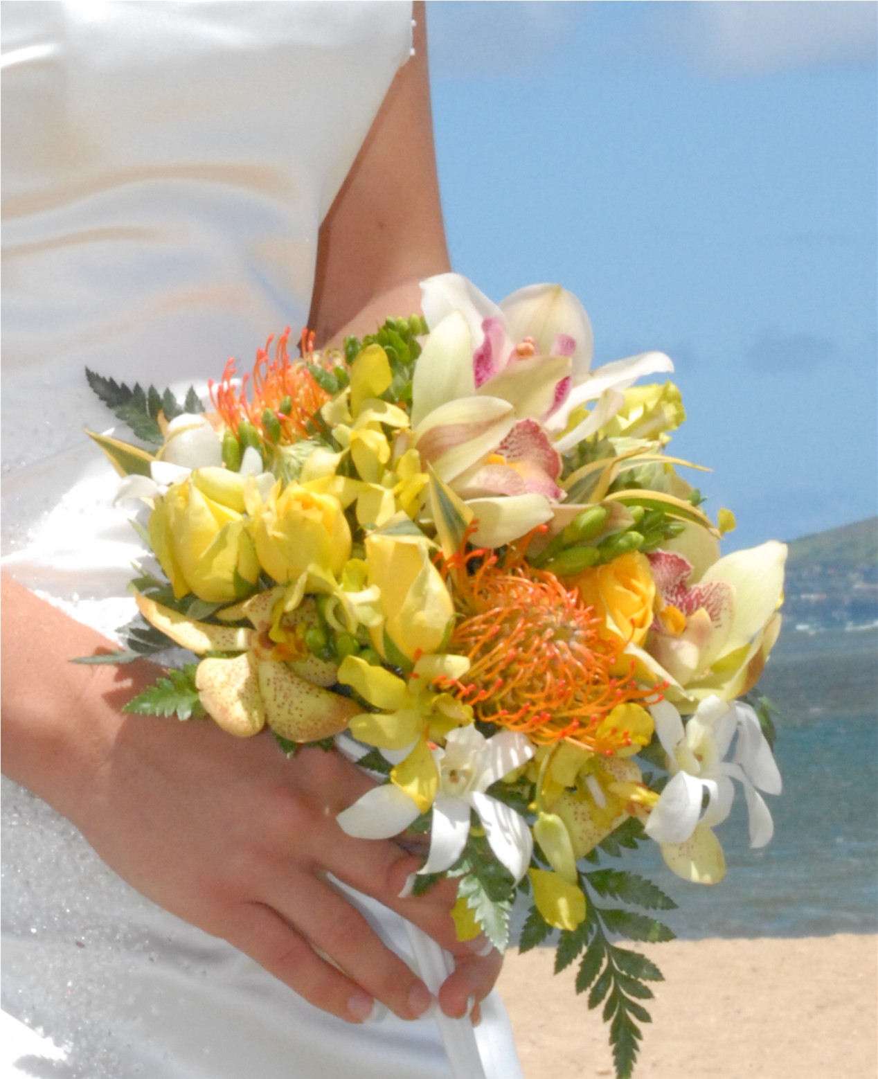 Hawaiian wedding flowers bouquet