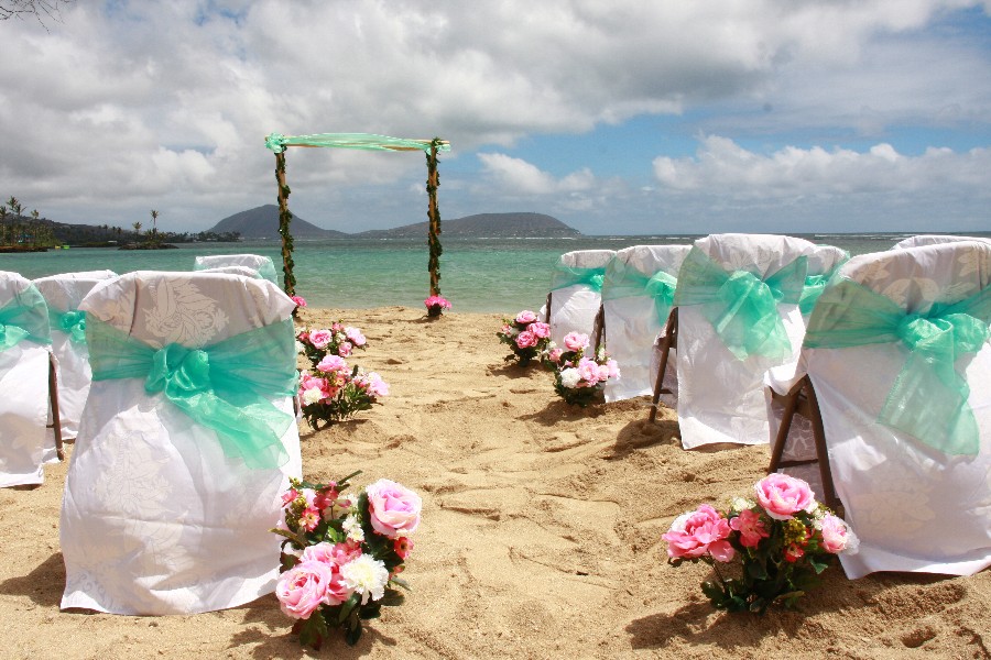 Kahala Beach Wedding with Arch Chairs