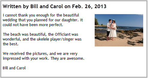 Wedding Testimonial